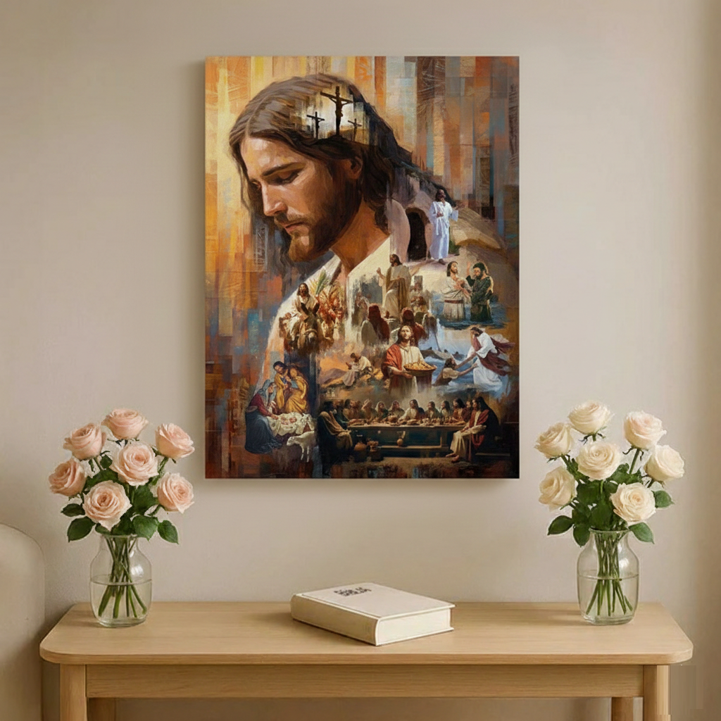 CUADRO EL AMOR DE CRISTO EN LIENZO