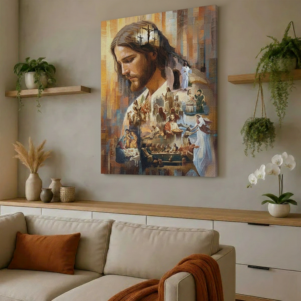 CUADRO EL AMOR DE CRISTO EN LIENZO