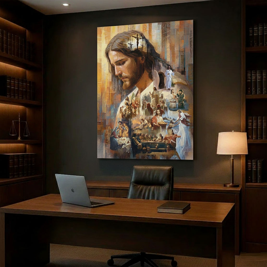 CUADRO EL AMOR DE CRISTO EN LIENZO